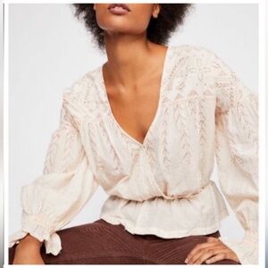 FREE PEOPLE Counting Stars Boho Peasant Blouse